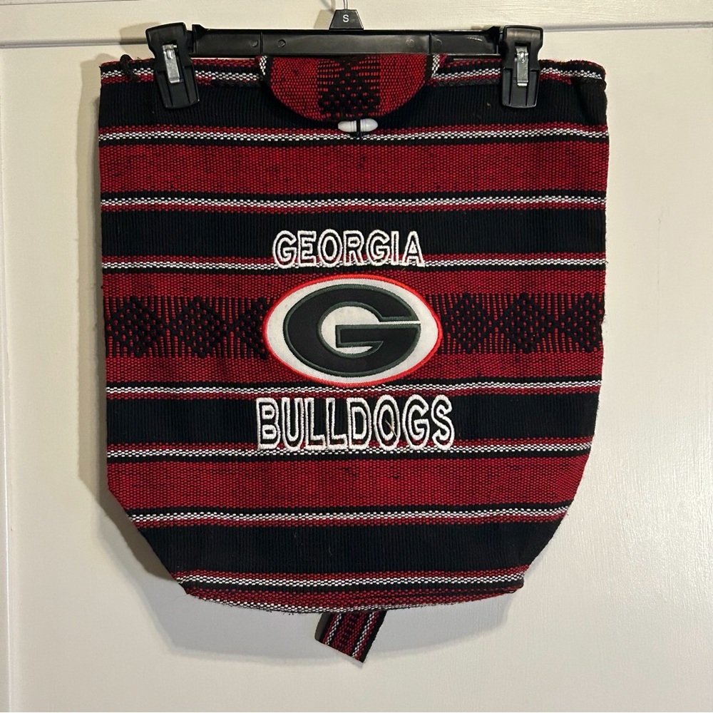 University of Georgia fabric backpack rucksack red black cinch sack‎ hippie